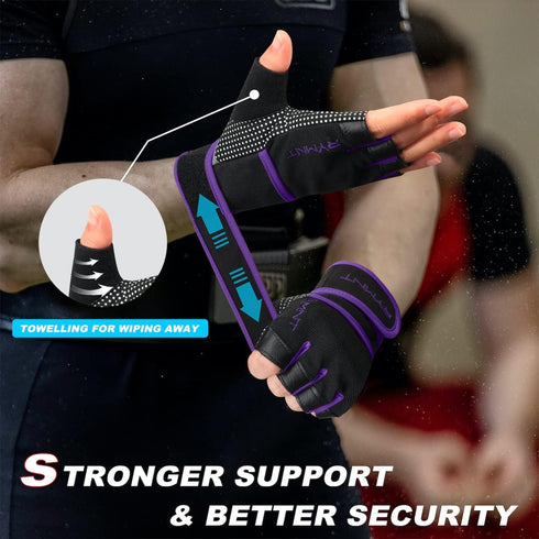 Workout Gloves with Wrist Wrap Support, Weight Lifting Gloves with Full Palm Protection & Extra Grip for Men Women Gym