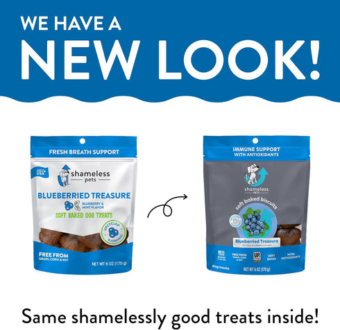 Shameless Pets Soft-Baked Dog Treats, Blueberried Treasure - Healthy Chews with Mint for Immune Support, 1-Pack, Made