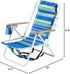 Pinikuyiro w/4 Folding Beach Chair Adjustable Headrest Flexible Tilt Angle, Cup Holder Portable High Strength Cleanable