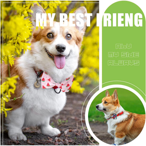 16 Pcs Dog Bow Ties - Summer Hawaiian Styles for Large Dogs - Collar Attachment Bows with Rubber Bands