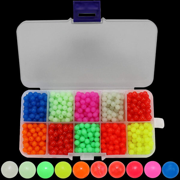 Fishing Beads Saltwater Freshwater Assortment for Fishing Rigs/Line - Glow Mix Color Plastic, 5mm (1000pcs/Box)