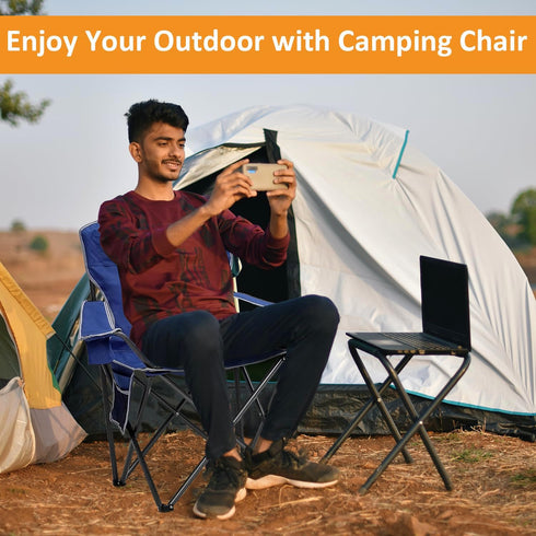 325lb Folding Camping Chair, Foldable Lawn Chair Breathable Mesh with Water-Proof Coating, Includes Cup Holder, Storage