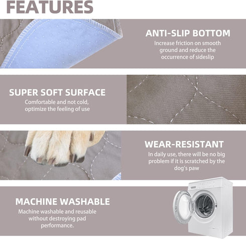 PUPTECK Washable Pee Pads for Dogs, 4 Packs Waterproof Reusable Puppy Potty Training Pads, 24" x 36", Fast Absorption