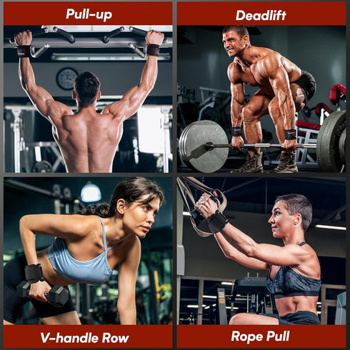 Set Weight Lifting Hooks & Wrist Straps Lifting Hooks with Anti-Slip Grip, Adjustable Wrist Wraps for Weightlifting