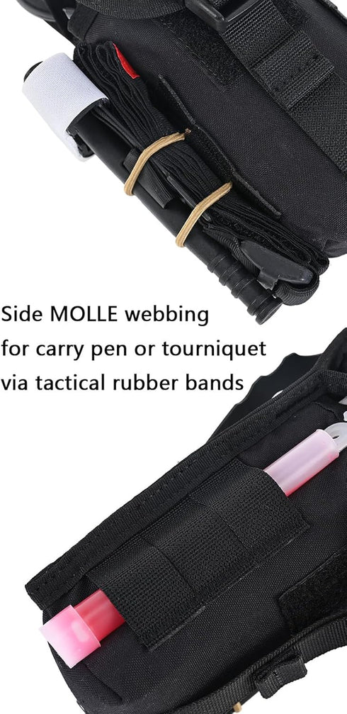 SABADO Tactical Blow Out Medical Pouch, Bleeder Emergency First Aid Kit MOLLE Clip Trauma Shears Tourniquet Holder