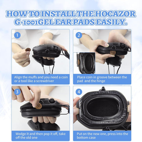 G-1000 Replacement Gel Ear Pads for Walker's Razor Series Shooting Earmuffs and XCEL Series Muffs Hygiene Kit