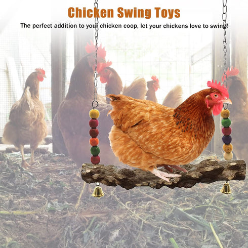 (4pcs) Chicken Bird Swing,Chicken Perch,Natural Wooden Swing Toys,Wood Stand for Chick,Safe and Relief