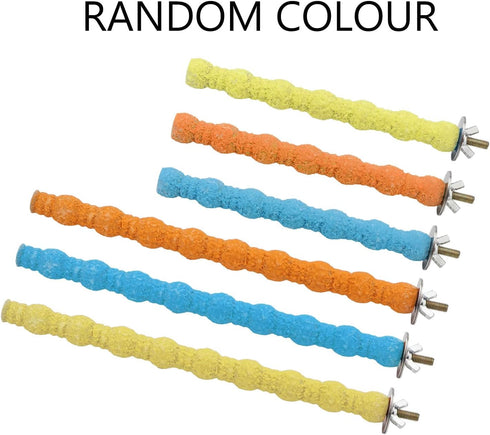 Hypeety Wood Perch Stand Paw Grinding Stick Toy for Bird Cage - Colorful Platform for Parrot Budgies Cockatiels (Random
