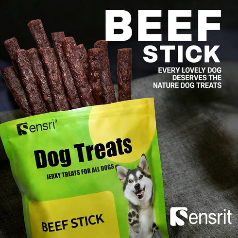 Sensrit 10 oz Dog Beef Sticks - Jerky Treats for All Dogs - High Protein & Grain Free Dog Snacks - Made with Real Beef