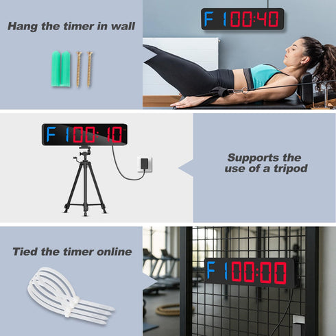 15" Count Gym Timer Large LED Display Wall Clock | Gym Interval Workout | Down & Up | Stopwatch | Adjustable Buzzer
