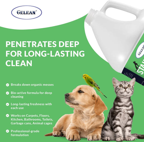 128oz Strong Stain & Odor Eliminator - Cats & Dog Enzymatic Urine Destroyer -MADE IN USA- Fresh Scent Multi-Purpose Pet