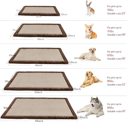 Dog Crate Pad, 24x17 inch Memory Foam Mat for Small Dog Cat, Washable Anti Slip Puppy Sleeping Bed, Brown