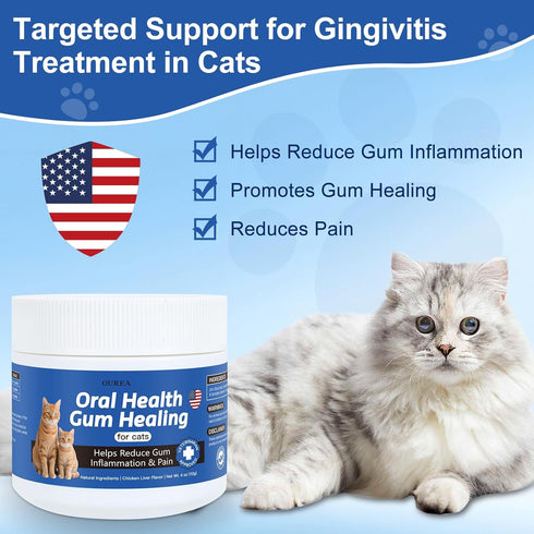 Ourea Inflammation, 4 oz Oral Health for Cats, Cat Gingivitis Treatment, Reduce Gum Redness & Pain, Combats Gum