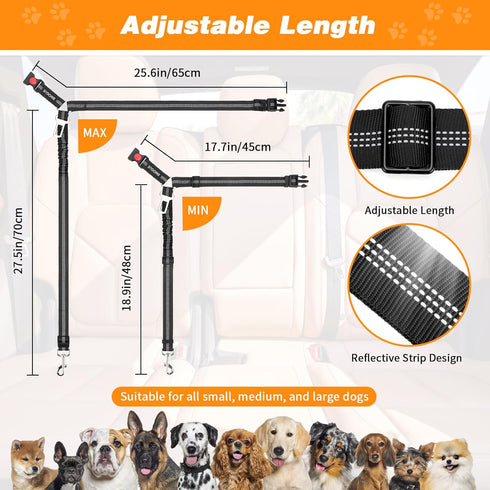 (1 Pack) BWOGUE Pet Dog Cat Seat Belt Reflective Car Dog Headrest Restraint Leash Elastic Buffer Bungee Adjustable