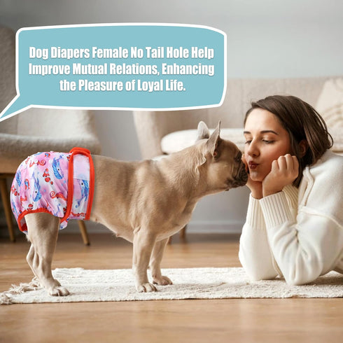 wegreeco Frenchie Dog Diapers Female No Tail Hole,Washable Pet French Puppy Bulldog Diapers Female for Period
