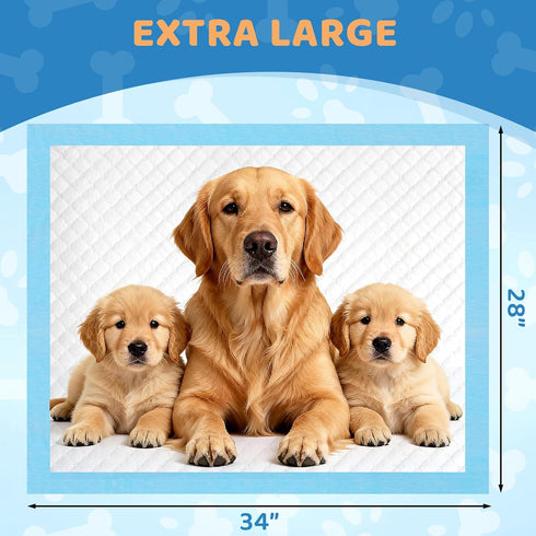 UGODAR 60-Pack 34"x28" Extra Large Dog Pee Pads Super Absorbent Leak-Proof Quick-Dry Puppy Pads Potty Training Pads