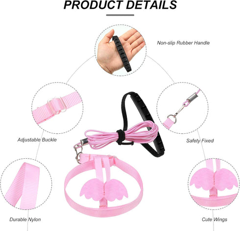 Shappy 4 Pieces Pet Parrot Bird Harness Leash, Adjustable Bird Flying Harness Traction Rope for Outdoor Training