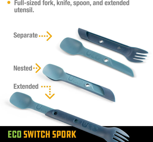 UCO Recycled ECO Switch Spork 2-Piece Integrated Camping Utensil Set by UCO
