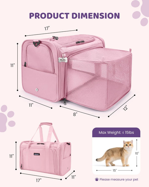 25 Lbs, MIDOG Cat Carrier Soft for Small to Medium-Sized Cats,Up to TSA Airline Approved Soft Sided Pet Carrier