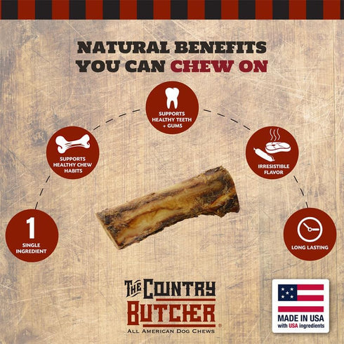 COUNTRY 7" 3 Count THE BUTCHER Beef Marrow Dog Bones for Aggressive Chewers, Large Breed Dog Treat, Natural, Tough
