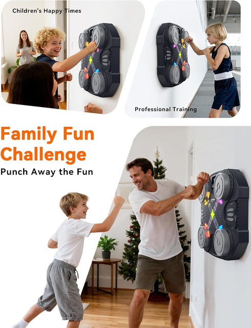 2 3 4 5 6 7 8 Music Boxing Machine for Kids, Year Old Boy Birthday Gift, Wall Mounted Punching Target with LED Lights