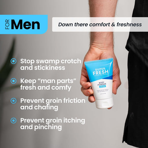 SweatBlock Super Fresh Body Powder Lotion Talc Free, Anti-Chafing, Deodorizing, Natural Ingredients, 4 fl oz