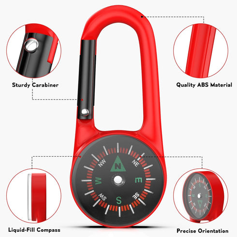 TYTDOUTER Carabiner Clip On Compass Keychain, Mini Pocket Compass for Hiking, Camping, Fishing, Portable Small Compass