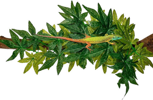 2 Pack Reptile Silk Plants with Suction Cups - Realistic Climbing Vines & Grass Leaves for Terrarium Decor
