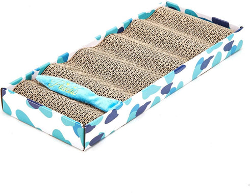 Cat Scratcher Cardboard Reversible Pad, Kitty Corrugated Scratching Bed with Catnip Included (1 Pack)