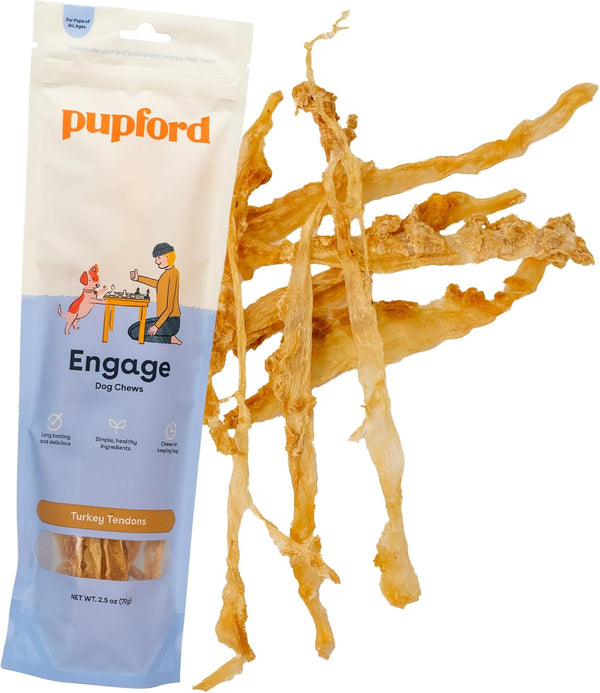Pupford Turkey Tendon Dog Reward, High-Protein Chews for Healthy Teeth & Joints, 100% Real Turkey, Pack of 10