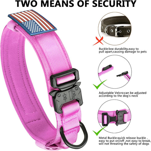 DAGANXI Tactical Dog Collar, Adjustable Military Nylon Collar with Control Handle, Heavy Metal Buckle for Medium Large