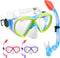 Kids Snorkel Set, Dry Top Snorkeling Gear for Youth Boys Girls, Tempered Glass Swimming Diving Mask