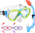 Kids Snorkel Set, Dry Top Snorkeling Gear for Youth Boys Girls, Tempered Glass Swimming Diving Mask