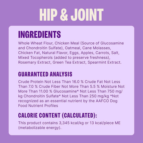 20 oz Wellness Old Mother Hubbard Hip & Joint Dog Biscuits, Natural Training Treats, Chicken, Apple, Oats, and Carrot