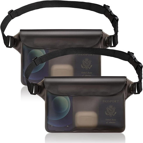 GLBSUNION Waterproof Pouch Dry Bag with Waist Strap (2 Pack), Keep Your Phone and Valuables Safe/Dry