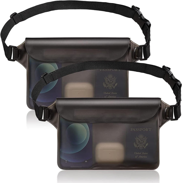 GLBSUNION Waterproof Pouch Dry Bag with Waist Strap (2 Pack), Keep Your Phone and Valuables Safe/Dry