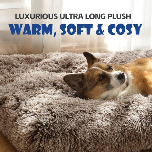 ULIGOTA Dog Bed Crate Pad, Plush Soft Bed for Small Medium Large Dogs, Washable Anti-Slip Kennel Crate Mats for