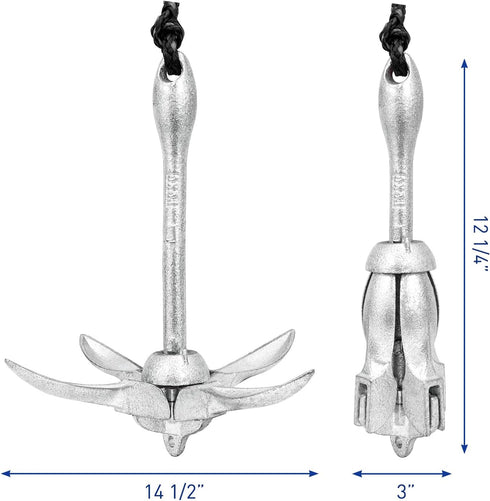 Young Marine Grapnel Anchor Kit for Small Boats, Kayaks, PWC, Jet Ski, Paddle Boards - 3.5 lbs
