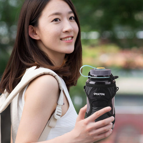 Water Bottle Carrier with Straps, Universal Holder Sling for Walking, Hiking, Travel - Compact & Foldable (Grey)