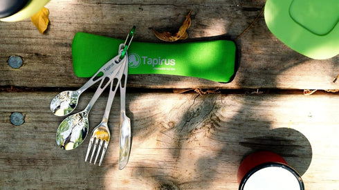 Tapirus Camp Utensils To Go | 6-piece Portable Set | Durable Stainless Steel Silverware with Waterproof Case