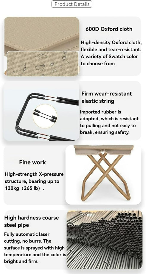 JWYTA Folding Stool Pencil Case Multifunctional Portable Outdoor Camping Chair and Handbag for Fishing Picnics