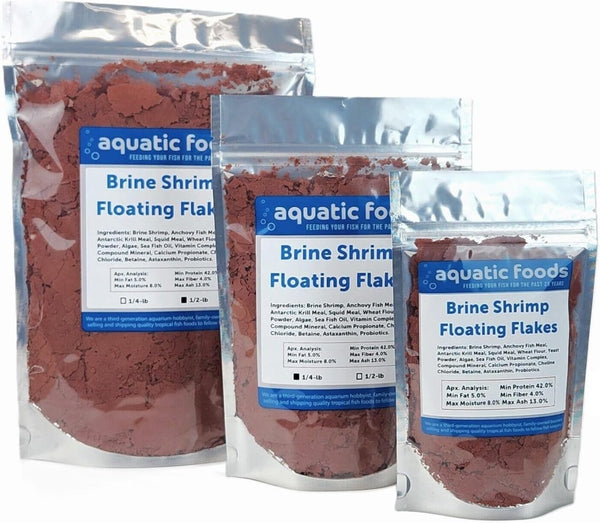 Aquatic Foods Inc. Brine Shrimp Flakes for Freshwater Cichlids, Angels, Tetras, Guppies, Marine Tangs, Butterflies,