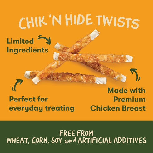 16 oz Pet 'n Shape Chik 'n Hide Twists Chicken Wrapped Rawhide Natural Dog Treats, Small
