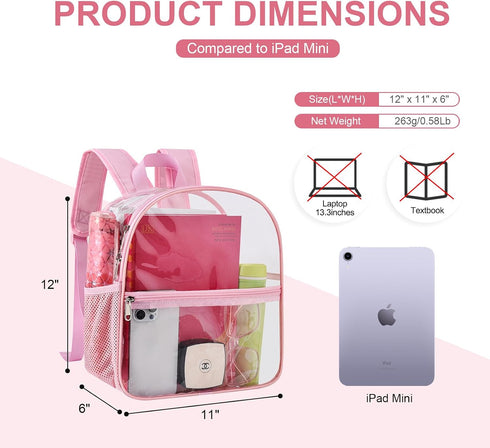 Backpack Backpack 12x6x12 Oraben Clear for Stadium Events Stadium Waterproof Clear Bag for Adult Concert Sport Work