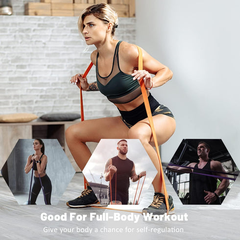 Resistance Bands Set for Working Out, Pull Up Assist Bands, Long Exercise Bands for Fitness, Training, Therapy