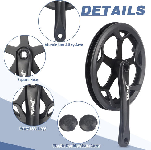 Prowheel Bike Crankset 48T/52T, 170mm Universal Square Crankset Set for City, Fat, E-Bikes