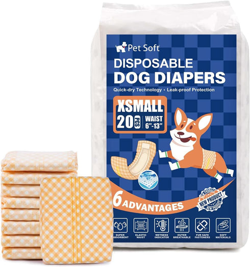 Pet Soft Male Dog Wraps - Disposable Dog Dipaers Male Wetness Indicator,