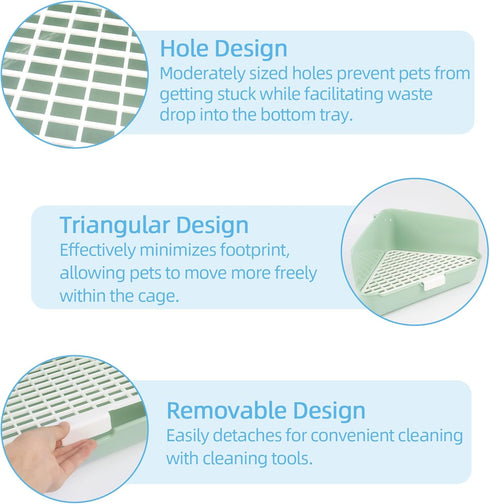 Dmnnlp 10" 10" 7" Large Rabbit Litter Box x x with Broom & Grooming Kit, Low-Entry Corner Toilet Pan for Potty Training