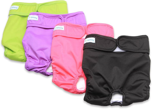 Teamoy 4pcs Washable Female Dog Diapers, Super-Absorbent and Comfortable Reusable Wraps for XS Female Dogs