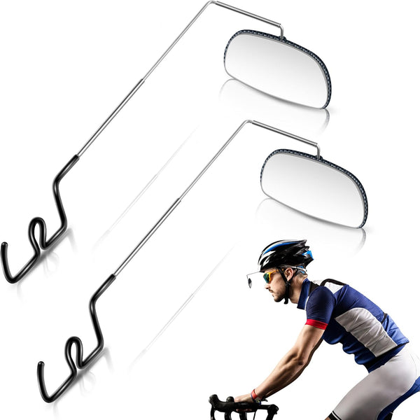 Saillong 360 Degree Adjustable Bike Eyeglass Mirror, Lightweight Bicycle Cycling Rear View Helmet Mirror (2 Pieces)